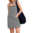 thumbnail image 3 of Women Summer Striped Casual Denim Dress Sleeveless Denim Dress with Pockets, 3 of 7
