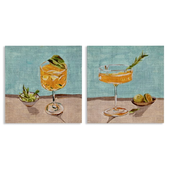 Stupell Industries Orange Cocktail Still Lifes Food & Beverage Painting Wrapped Canvas Art Print Wall Art, 17 x 17, Set of 2