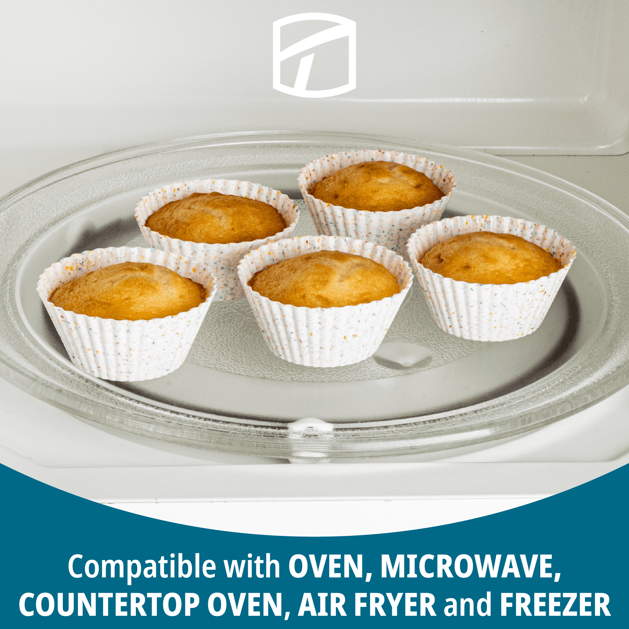 Trudeau Reusable Silicone Baking Cups, 12 Pack – for Muffins, Cupcakes, Bites, Small Pies, Egg Bites, Tartlets, Quiches, Cheesecake Bites, Rice Krispies Treats, Snack & Fruit Bites