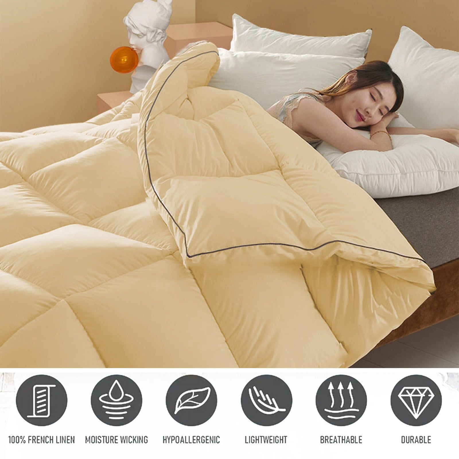 Jubipavy Lightweight Cotton Quilt Machine Washable Quilt Ideal For Air Conditioned Rooms All-Season Cool Comfort Easy Care Summer Saving