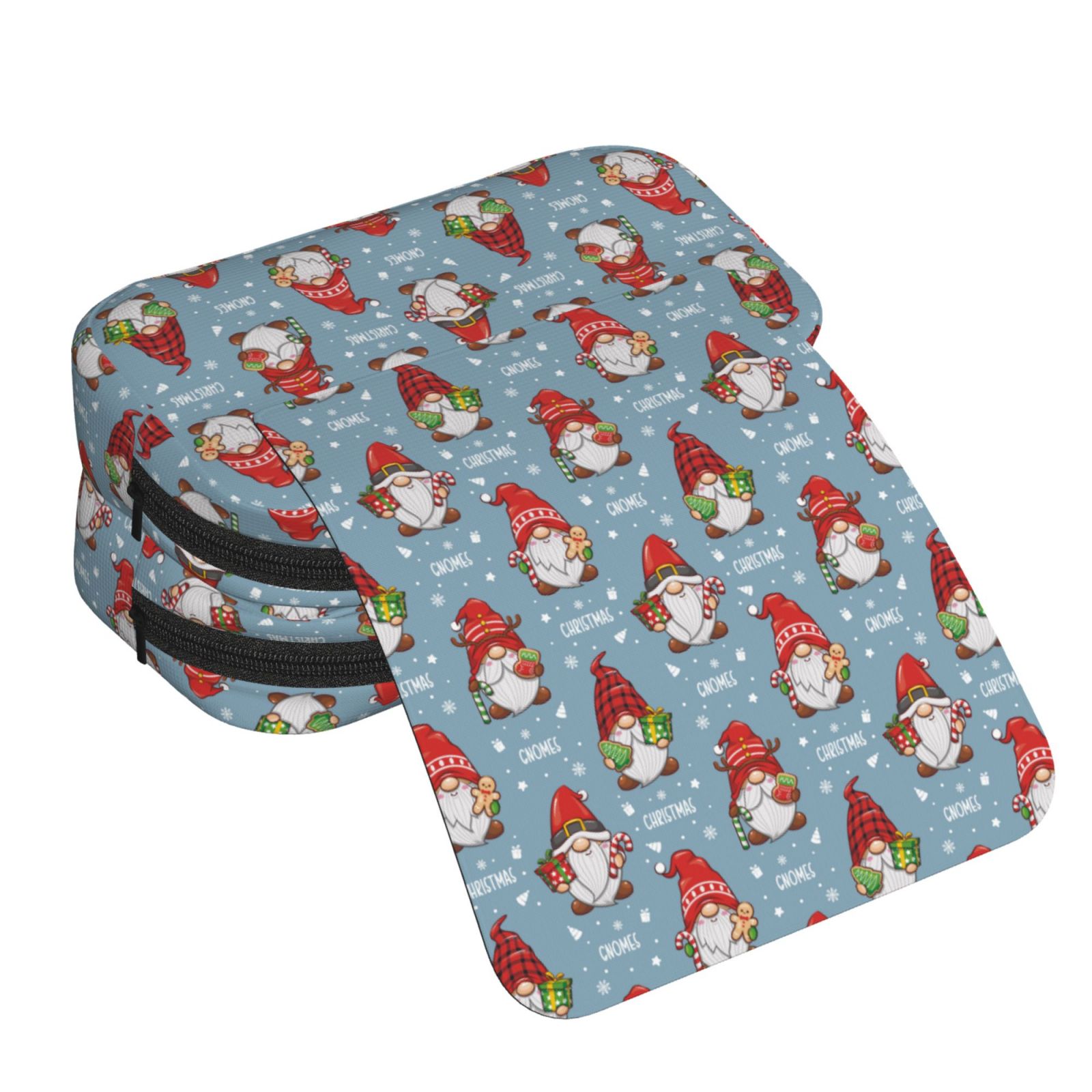 Rateoe Snowflake Christmas gnome Pattern Double Clamshell Pen Case, Storage Organizer with Two Zipper Compartments– Holds Up to 50 Pencils & Pens