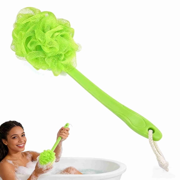 Loofah Sponge Shower Body Brush for Exfoliating,Long Handled Back Scrubber, Bath Sponge Luffa Ball for Men & Women Body (Green)