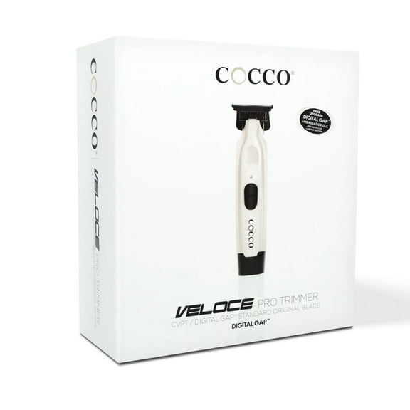 Cocco® Veloce Pro Trimmer Collection: Precision Trimmers for Professionals - Digital Gap™ Ambassador DLC Blade, High-Torque DC Motor, All-Metal, Cordless (Limited Edition in Pearl White)