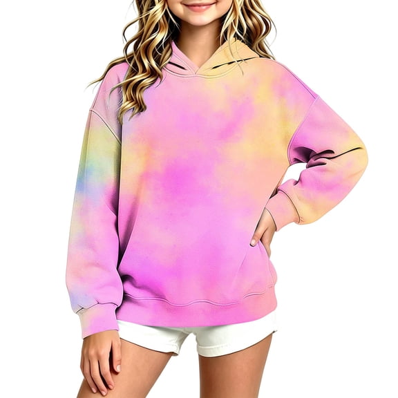 Children Girls Gradient Hoodies Sweatshirt Long Sleeve Pullover Sweatshirt for Girl for Fall Winter
