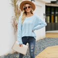 thumbnail image 2 of Vedolay Womens Fall Tops Womens Crew Neck Sweater 2023 Long Sleeve Solid Color Casual Knitted Pullover Tops,Light Blue XL, 2 of 5
