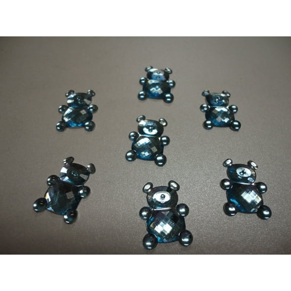 Charmed Plastic rhinestone bear Ornaments for decoration DIY Blue Color, 50 Pieces