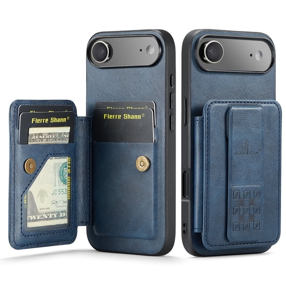 Allytechgroup Wallet Case for iPhone 17 Air, RFID Blocking Premium PU Leather Cards Holder Retro Shockproof Scratch Resistance Phone Case for Women Men, Blue