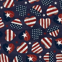 Timeless Treasures Land Of The Free Navy American Flag Hearts 100% Cotton Sold by The Yard
