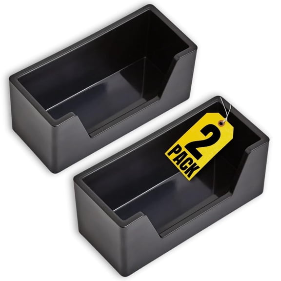 1InTheOffice Business Card Holder Display, Desk Business Card Holder, Business Card Holder Case, 1 Compartment, Black, 2 Pack
