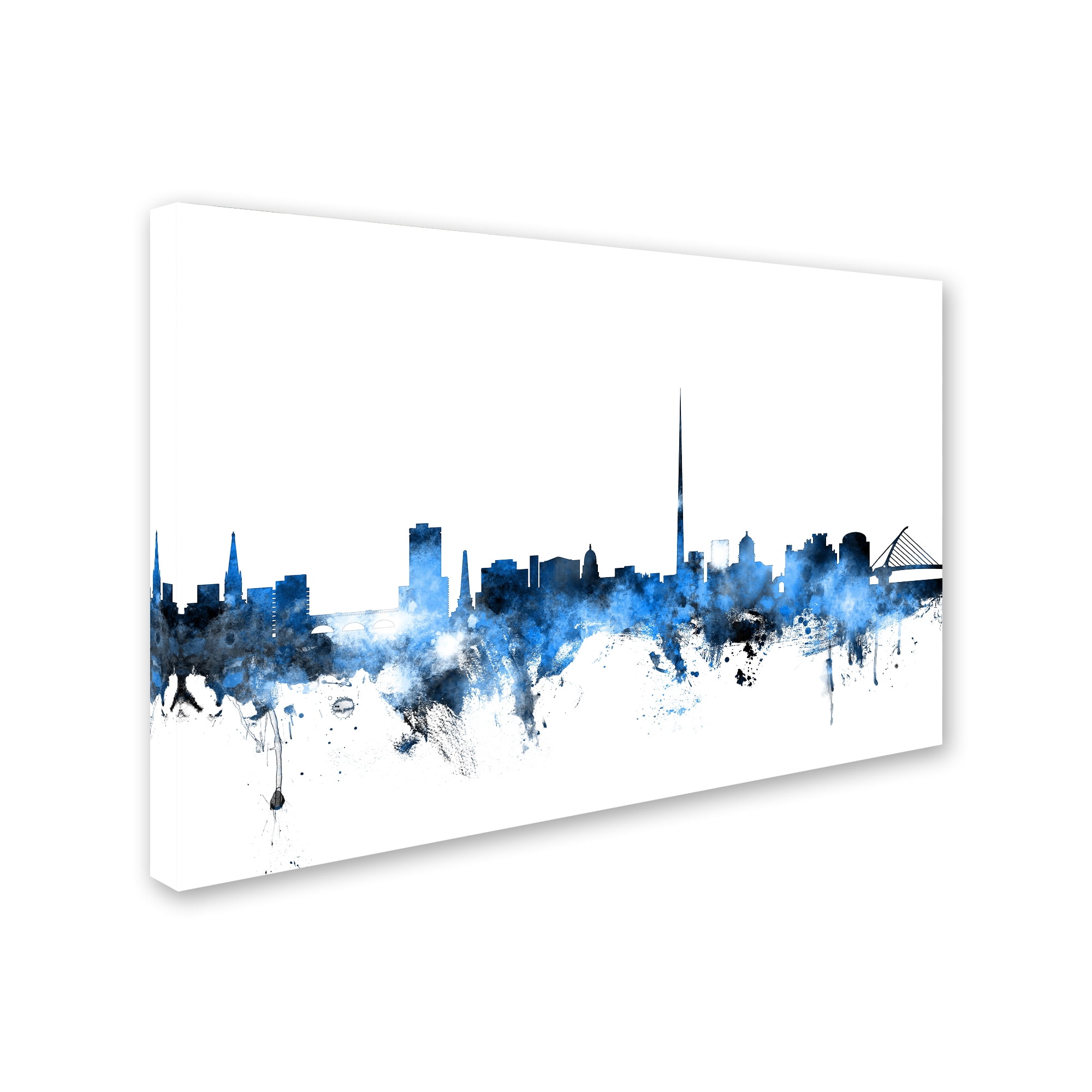 Trademark Fine Art "Dublin Ireland Skyline White" Canvas Art by Michael Tompsett