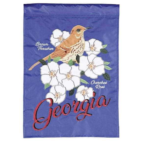 Dicksons Magnolia Garden Georgia Brown Thrasher Cherokee Rose Blue 18 x 13 Polyester Outdoor Garden Flag