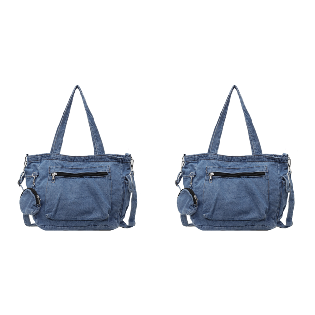 Bolso Hombro Mezclilla para Mujer Con Pequeño Mano Niñas () Azul