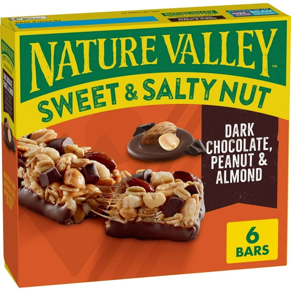 Nature Valley Sweet and Salty Nut Bars, Dark Chocolate Peanut Almond, 6 Bars, 7.2 OZ