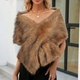 thumbnail image 2 of ZQUUVOU Women’s Faux Fur Wraps Elegant Capelet Bridal Wedding Shawls Shrug Scarf Party Cover Up for Bride and Bridesmaids Brown, 2 of 5