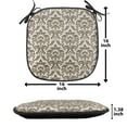 thumbnail image 5 of Damask Chair Seating Cushion Set of 12, Floral Damask Featuring Scrolled Motifs Antique Victorian Style Old Country, Seat Pads with Anti-slip Backing, 16"x16", Army Green Cream, by Ambesonne, 5 of 7