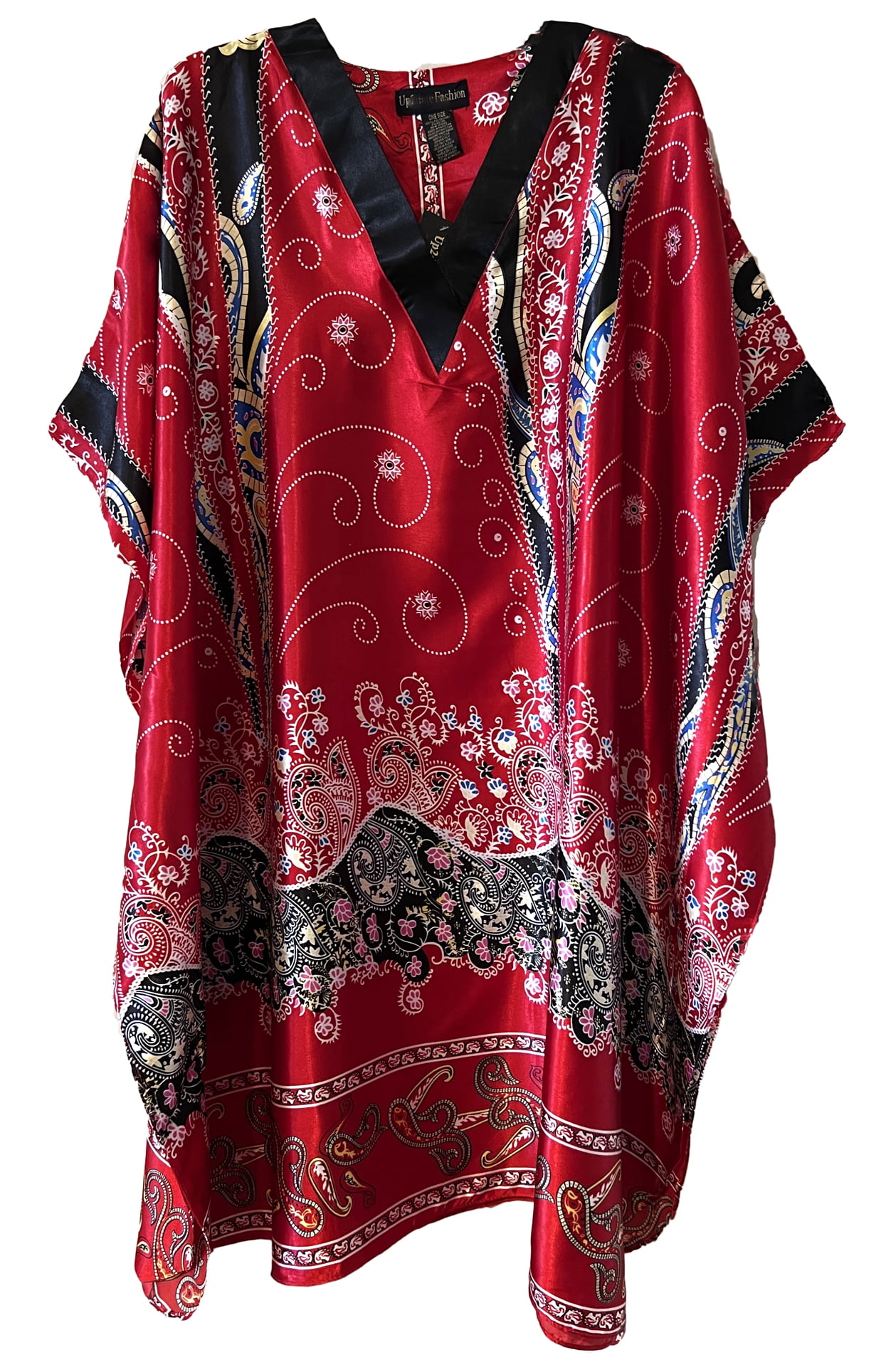 Up2date Fashion's Women's Satin Short Caftan / Kaftan, Red Desert Print ...
