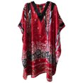 thumbnail image 1 of Up2date Fashion's Women's Satin Short Caftan / Kaftan, Red Desert Print, Style Cshort-22C3, 1 of 2