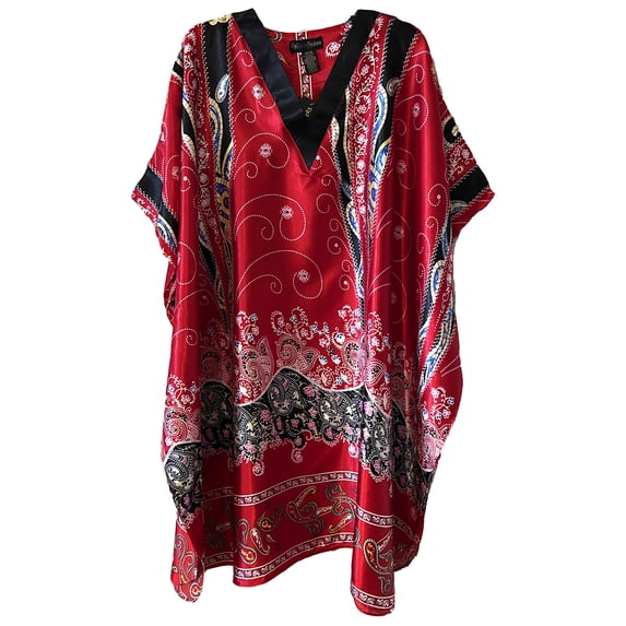 Up2date Fashion's Women's Satin Short Caftan / Kaftan, Red Desert Print, Style Cshort-22C3
