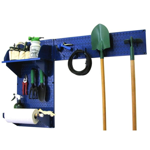 Wall Control Pegboard Garden Tool Board Organizer with Blue Pegboard and Blue Accessories