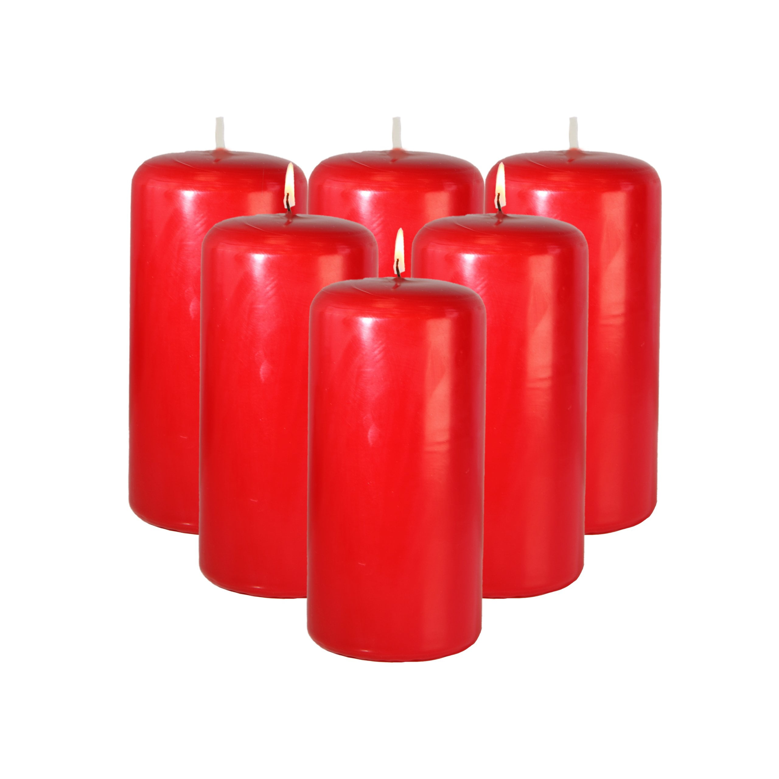 CandleNScent 3x6 Red Pillar Candles Unscented 6 Pack