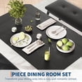 thumbnail image 3 of 3-piece estilo rural dining mesa set para 4: compact rustic kitchen mesa con 2 padded benches, space-saving breakfast nook muebles para small spaces y apartments (negra), 3 of 7