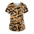 thumbnail image 1 of Tops de Mujer Tops de Uniforme de Trabajo Blusa de Bolsillo Con Estampado de Cuello en V de Manga Corta A La Moda Odeerbi ODB179518, 1 of 4