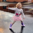 thumbnail image 3 of MOBYDICK Kids Toddler Light Up Rain Boots for Girls Waterproof Boots with Easy on Handles, Pink Purple, Size 10, 3 of 8