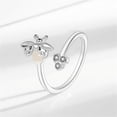 thumbnail image 3 of Firefly Moonstone Open Statement Rings for Women Minimalist Bee Wrap Finger Band Rhinestone Honeycomb Delicate Stacking Ring Bands Jewelry Adjustable, 3 of 7