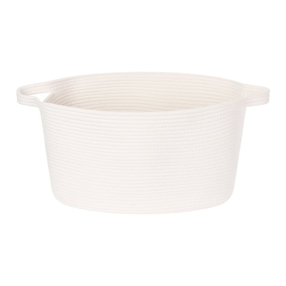 Unique Bargains Woven Storage Basket with Handle Shelf Storage Bin for Home White