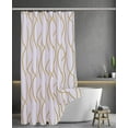 thumbnail image 3 of Extra Long Textured Fabric Shower Curtain 72 Inch Width by 84 Inch Length, Gold Dancing Printed Bathroom Curtains Machine Washable, 3 of 6