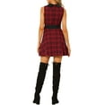 thumbnail image 3 of MODA NOVA Juniors Retro Peter Pan Collar Sleeveless A-Line Plaid Dress, 3 of 5