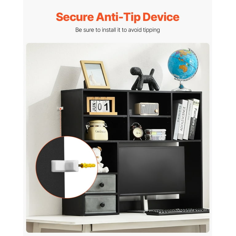 Kffkff Tabletop Bookcase Hutch, Tri-Level Organizer photo 3