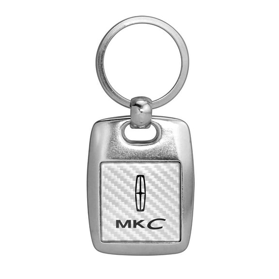 iPick Image for Lincoln MKC White Carbon Fiber Backing Brush Metal Key Chain, Official Licensed