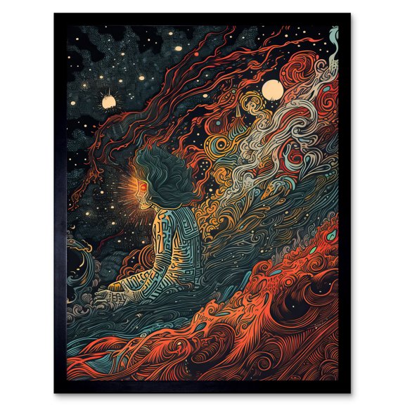 Supernova Cosmic Deity Concept Art Illustration Art Print Framed Poster Wall Decor 12x16 inch