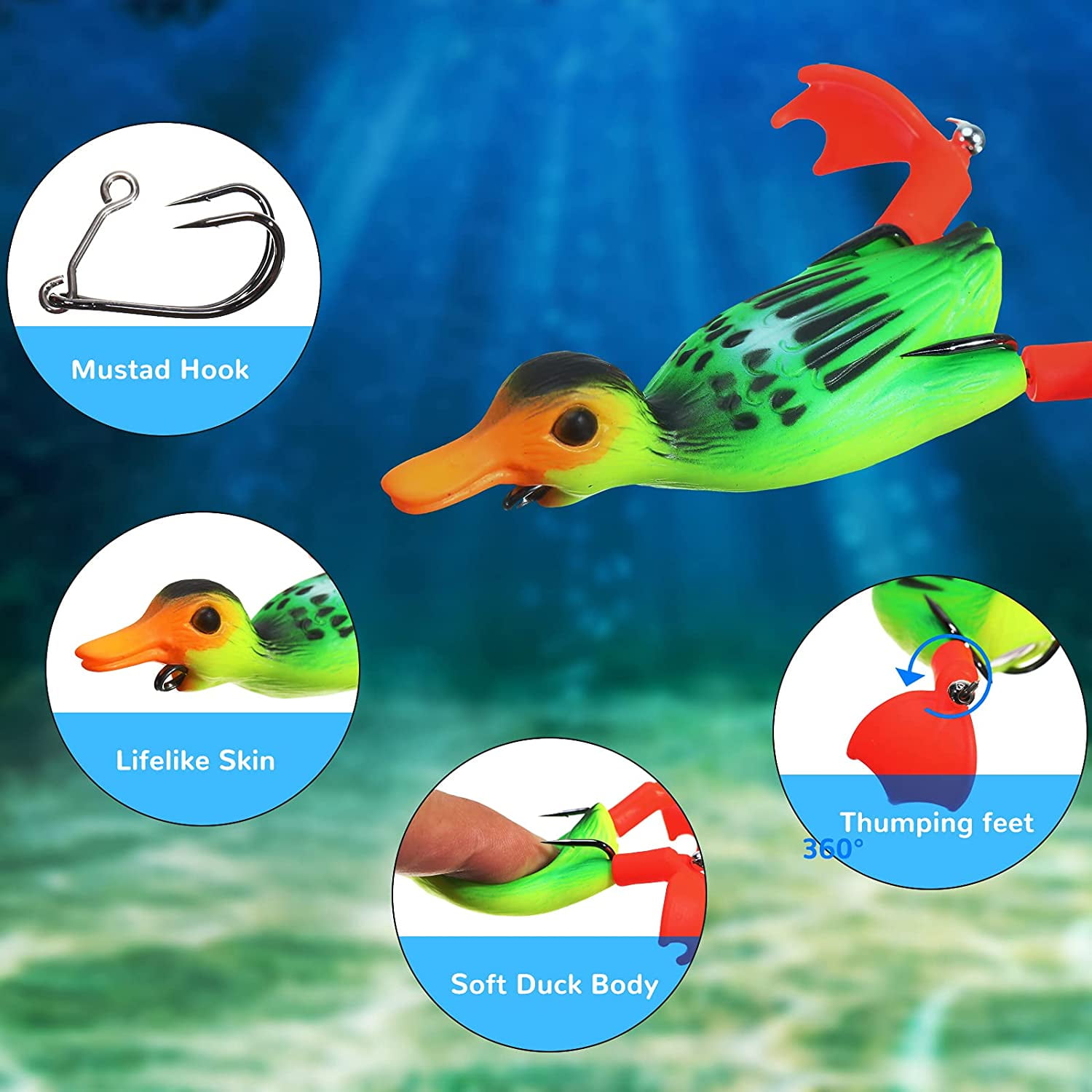 Duck Fishing Lure - Topwater Splashing Bait For Bass, Snakehead, Pike, Freshwater & Saltwater