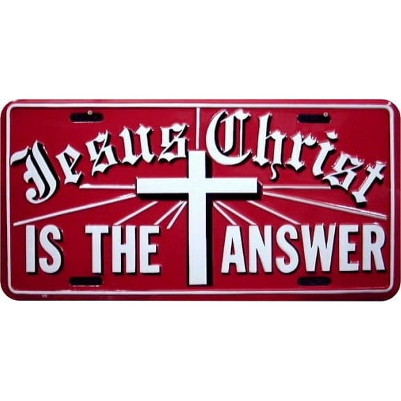 Hangtime Jesus Christ is the Answer metal 6x12 inch license plate