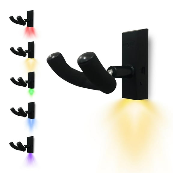 Muziclight Multicolor LED Ukulele Wall Mount - 5 Vibrant Colors, 200 Hours Extended Battery Life ukulele wall mount hanger.