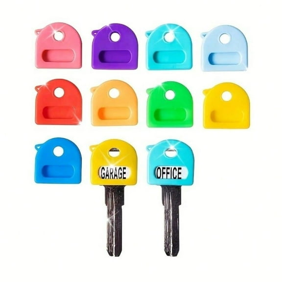 9-Pack Silicone Key Covers - Stretchy Color-Coded Caps & Key Identifiers for House/Office Keys (Standard Size)