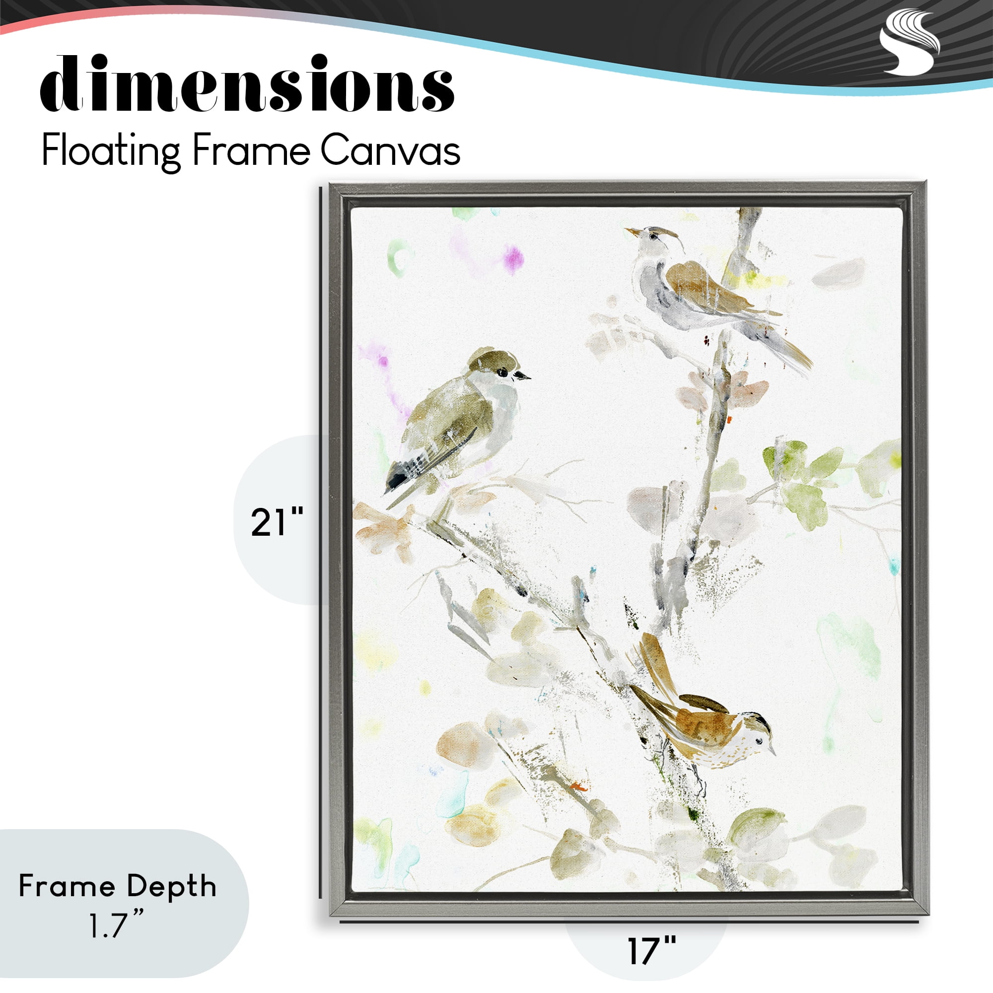 Stupell Industries Delicate Feathers Trio Gray Framed Floater Canvas Wall Art, design by Lorenzo Collective