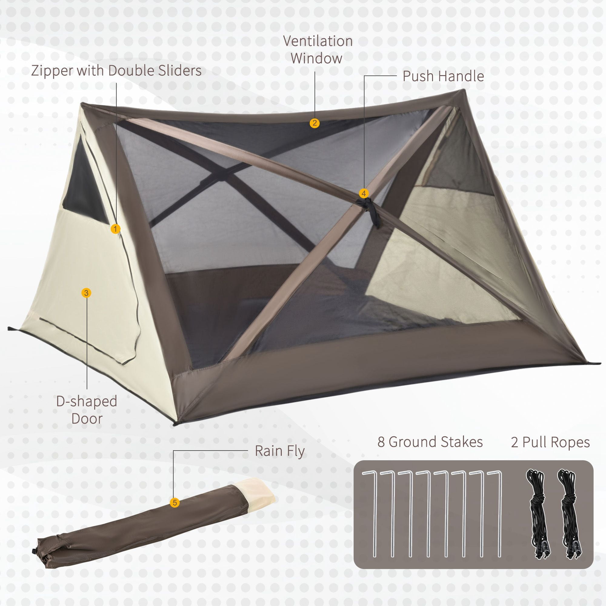 2-3 People Camping Tent with Easy Setup & Ventilation Windows Travel Bag Included