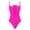 Pink, variant on Women's Solid Swimsuit Retro French Style, Nylon/Spandex, Control Panel, Multiple Sizes