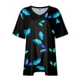 thumbnail image 4 of TQWQT Women's Plus Size Tops Cute Summer Floral Top Womens V Neck Tunic Short Sleeve Tops Dressy Casual Blouses Plus Size Womens Clothes, 4 of 6