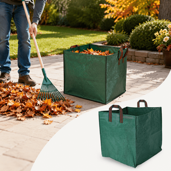 Reusable Garden Leaf Bag with Handles, 19.69 in Polyester Blend Yard Waste Storage Bag for Leaves, Grass, Garden Cleanup and Recycling