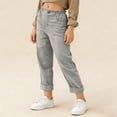 thumbnail image 5 of Miluxas Linen Pants Girls Straight Leg High Waist Solid Bottom Pant Casual Lightweight Comfy Trouser Gray 14-15 Years, 5 of 8