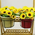 thumbnail image 6 of Over The Rail Flower Pot Stand Balcony Railing Hanging Basket Holder Round Planter Pot Rackfor Home Garden Decor, 6 of 9