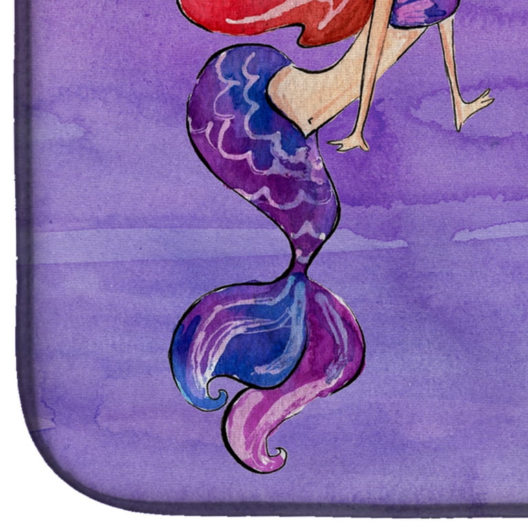 Caroline's Treasures Mermaid Welcome Purple Dish Drying Mat
