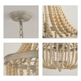 thumbnail image 4 of Q&S Wood Beaded Chandelier,Oak White 8 Light Rustic Boho Pendant Light Fixture for Foyer Living Room Bedroom Kitchen Dining Room, 4 of 7