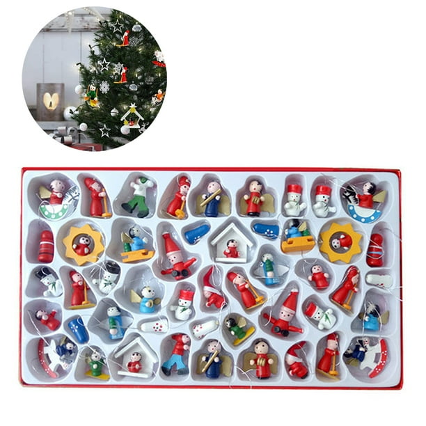 Mini Resin Christmas Ornaments Set of 24 Rustic Christmas Decorations
