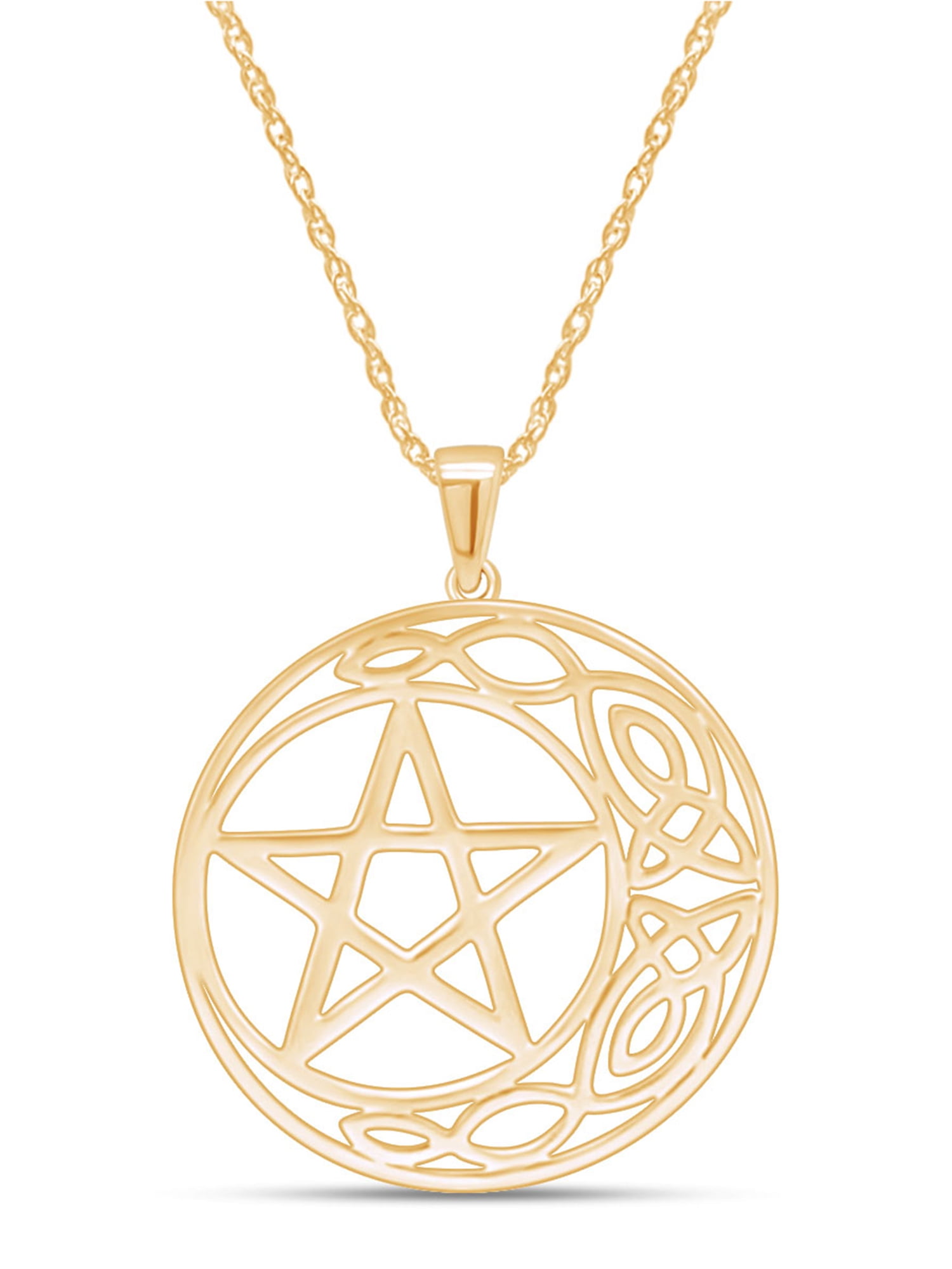 AFFY Personalize Engravable Double Circle Pendant Necklace in 14k Gold Over Sterling Silver