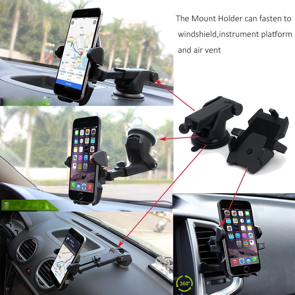 IWIO Car Mount Universal Mobile Phone Car Mount Holder for Auto Windshield and Dash Universal for Cell Phones Vehicle Car Dock Holder for Samsung Galaxy J Max BLACK Mobile Phone Accessories Accessories
